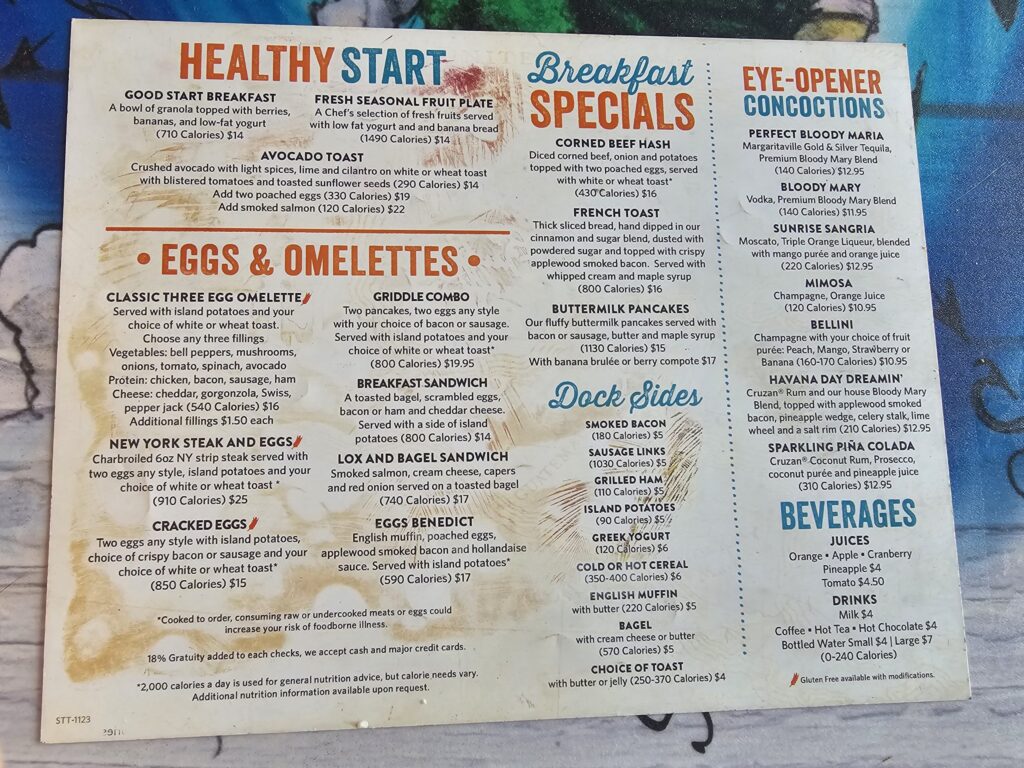 Margaritaville Menu