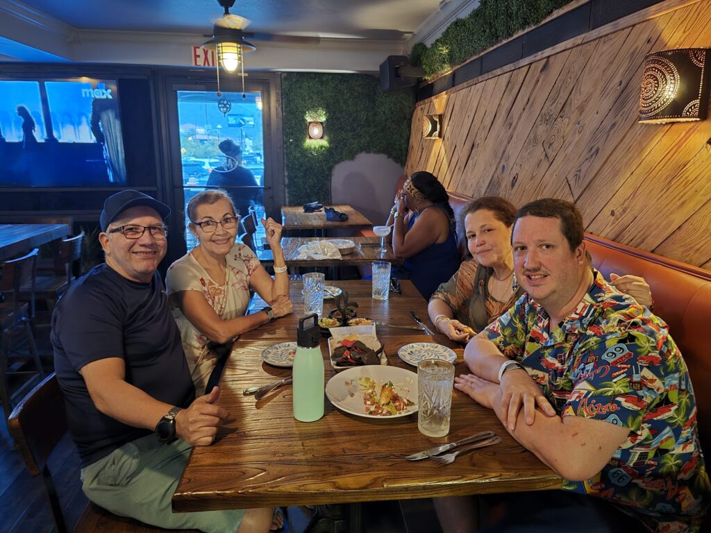 Family dinner while waiting for the storm to pass.